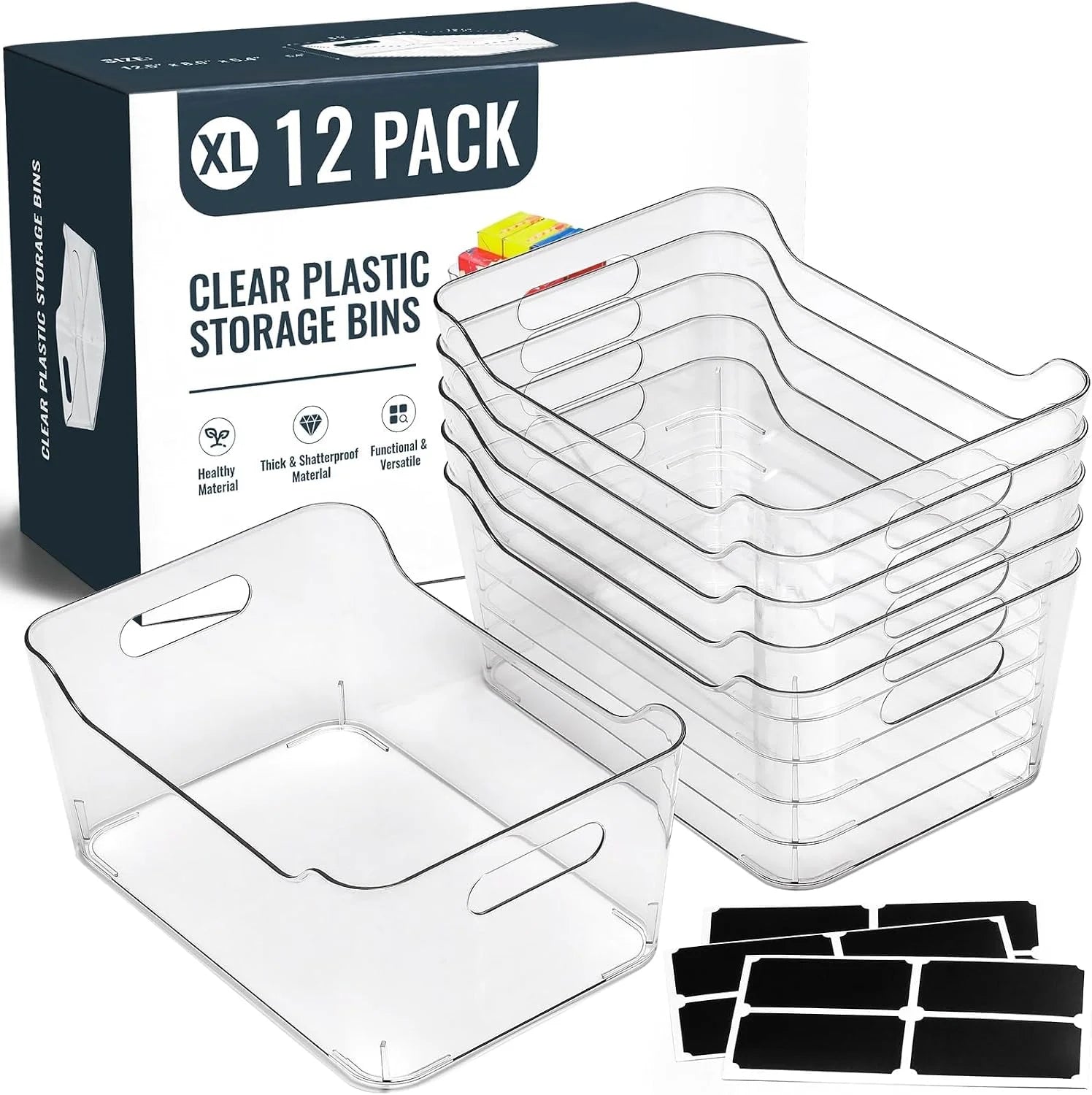 Special Clear Plastic Storage Bins, Kitchen Cabinet Pantry Organizer Bins, Crystal-clear, Thicker - Image 4