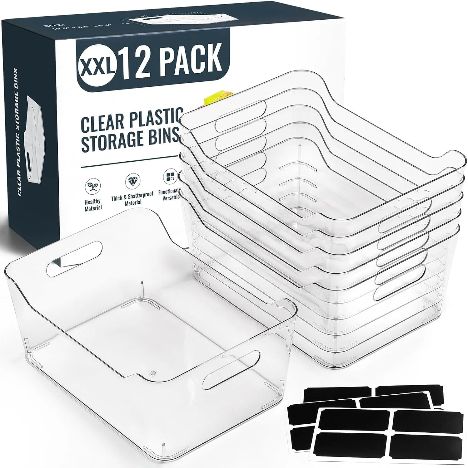 Special Clear Plastic Storage Bins, Kitchen Cabinet Pantry Organizer Bins, Crystal-clear, Thicker - Image 2