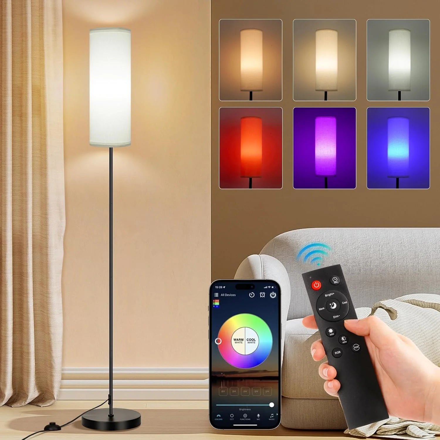 Special FRIDEKO HOME 2 Pack Floor Lamp, Dimmable, Modern Floor Lamp with Remote - Image 2