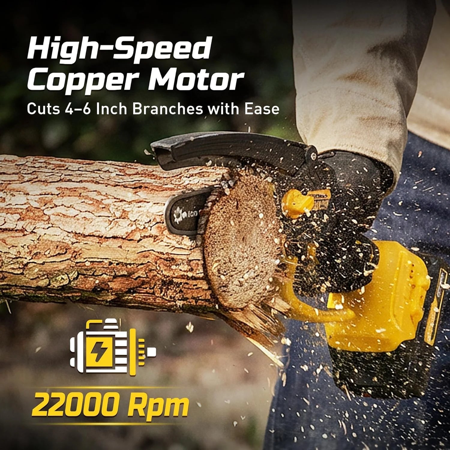Special Mini Chainsaw Cordless, 21V 2.0Ah Battery Powered Electric Pruning Saw, One-Hand Chain Saw for Tree Trimming - Image 3