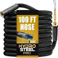 Alternative view of Special Hydrosteel PRO 100 Ft Heavy Duty Metal Garden Hose with Nozzle, Water Hose Made from 304 Stainless Steel, 5/8" Diameter