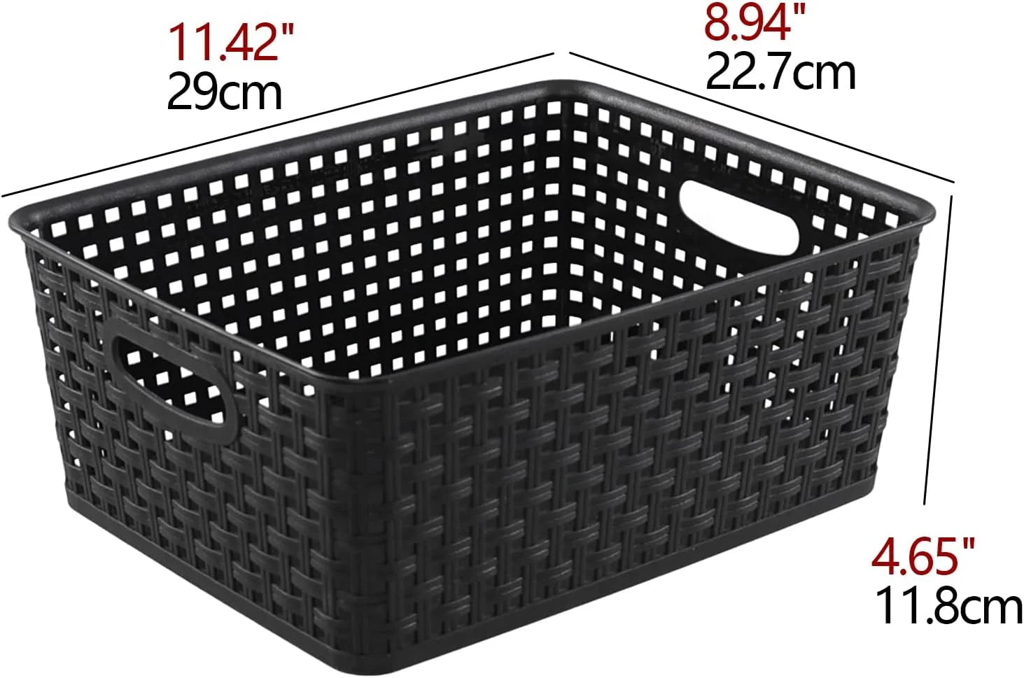 Special Weave Storage Baskets, Plastic Shelf Basket Bins, Black, 4 Packs - Image 3