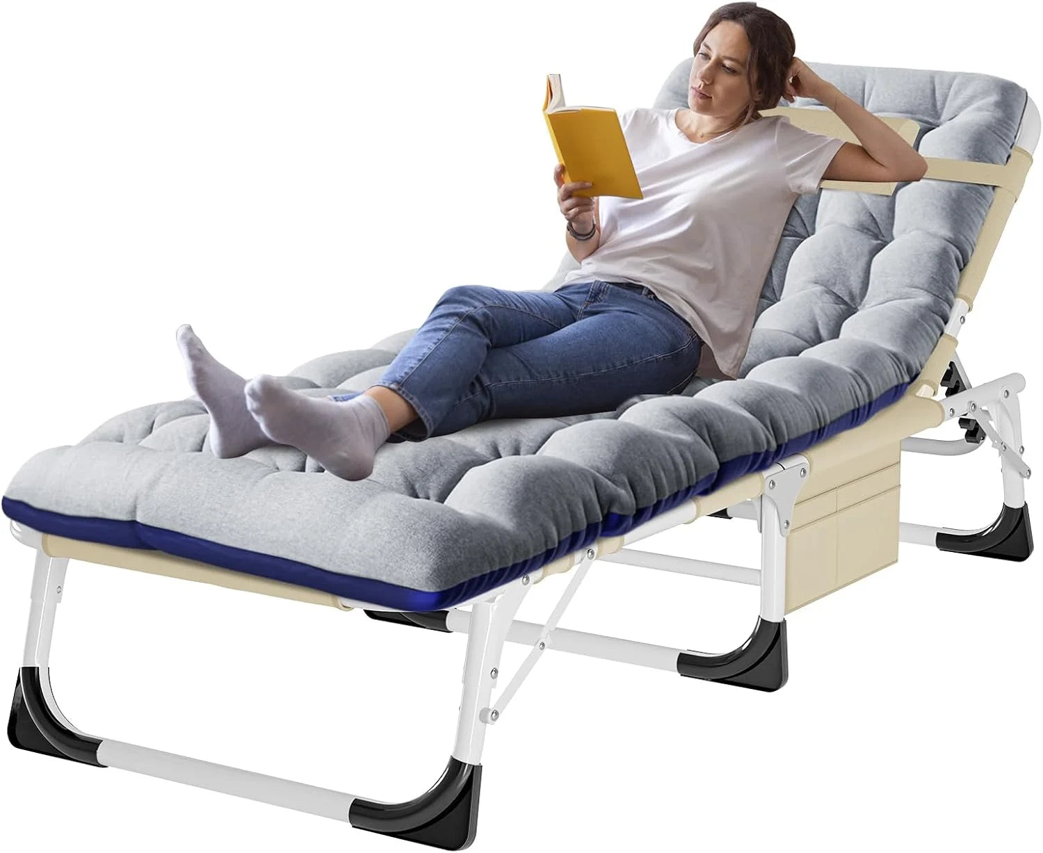 Special Heavy Duty Tanning Chair, Outdoor 5-Position Folding Chaise Lounge Chair with Pad, Portable Beach Lounge Chair - Image 13