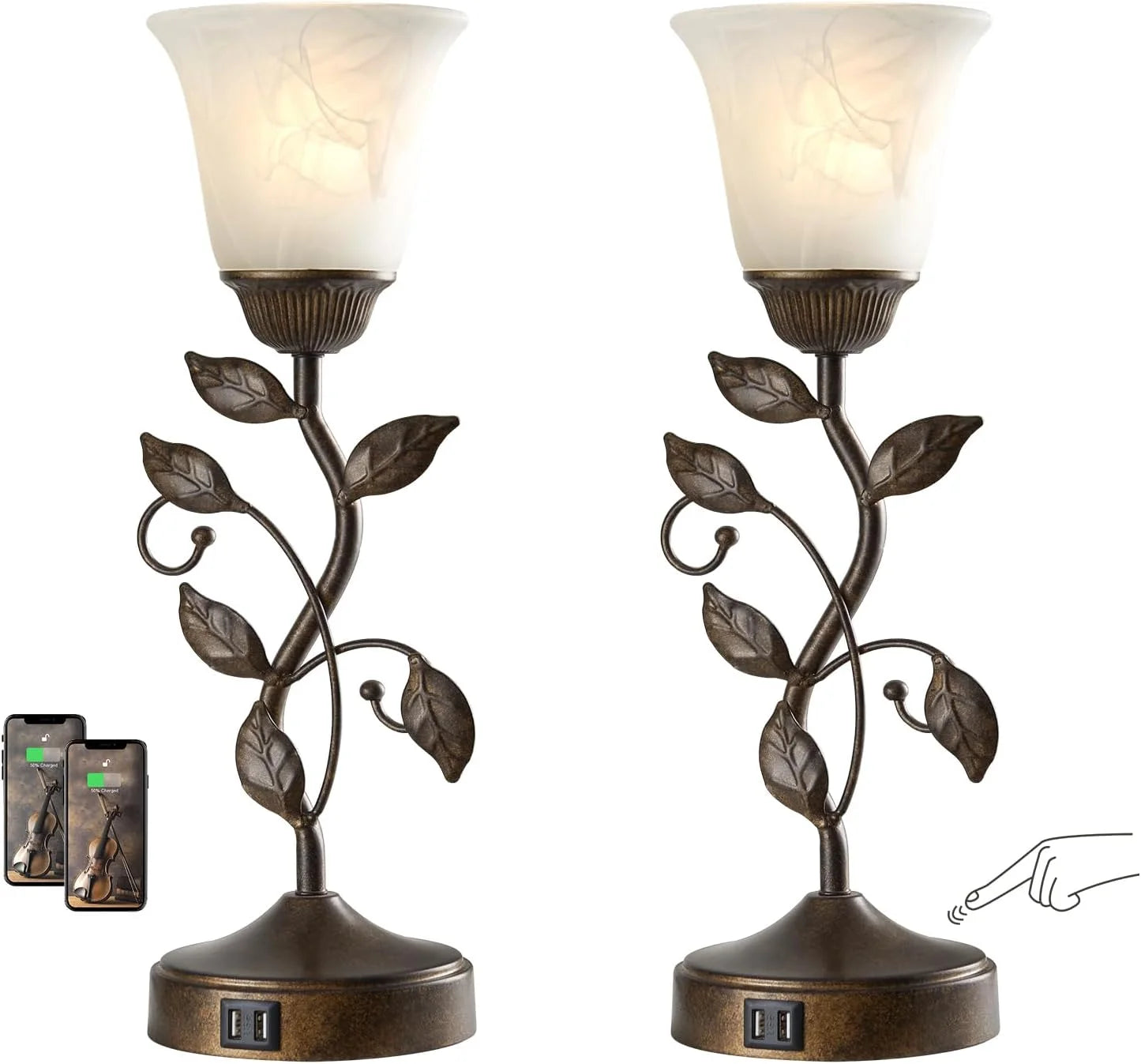 Special Touch Control Table Lamp with 2 USB Charging Ports, Dimmable, Bulb Included - Image 3