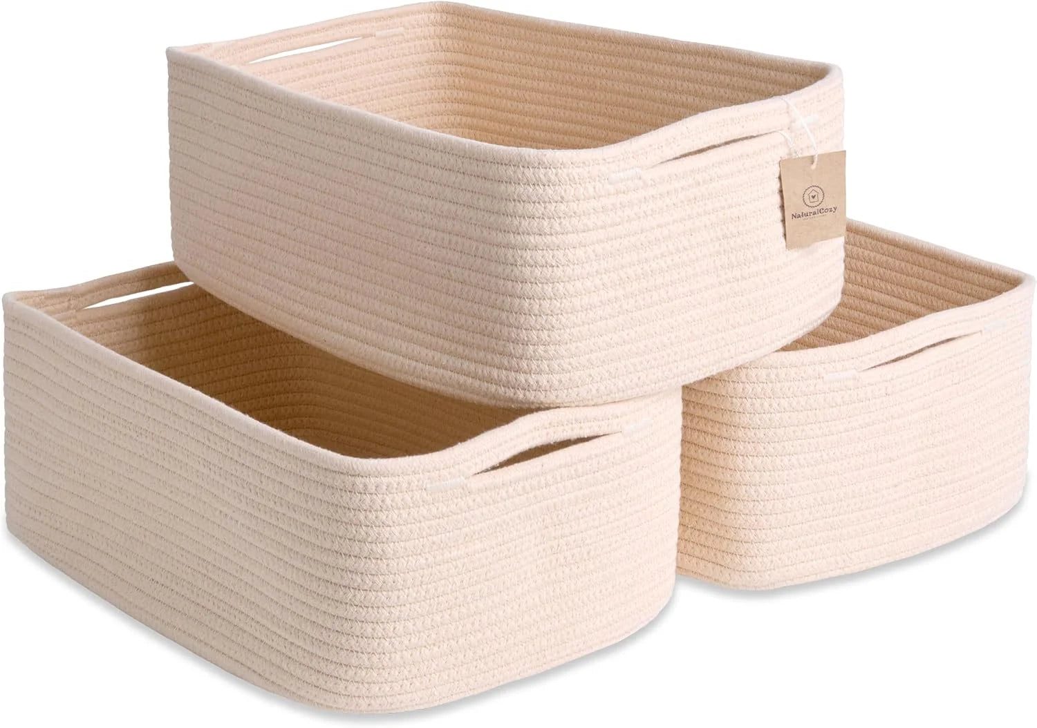 Special Woven Rope Baskets for Organizing, 3 Pack, 15.5 x 11 x 5.5 Storage Bins, Storage baskets and organizer bins - Image 2