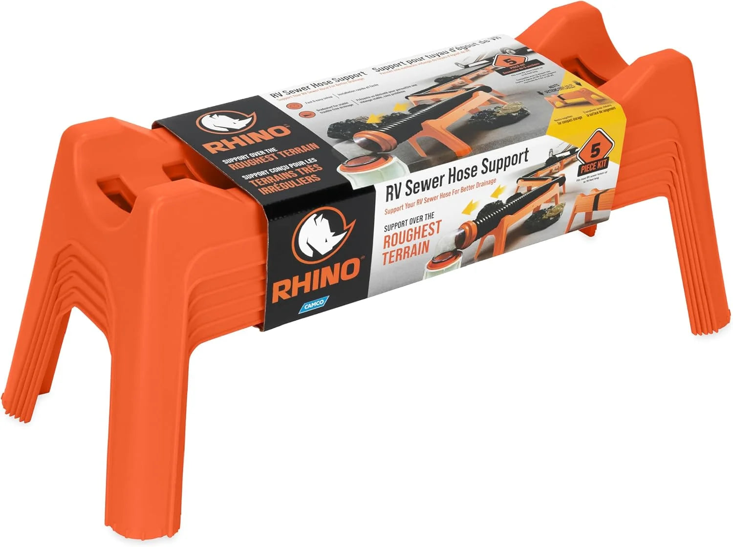 Special Rhino RV Sewer Hose Support Kit, Extends Over Uneven Terrain for Easy Drainage, Holds Up to 15-Feet of RV Sewer