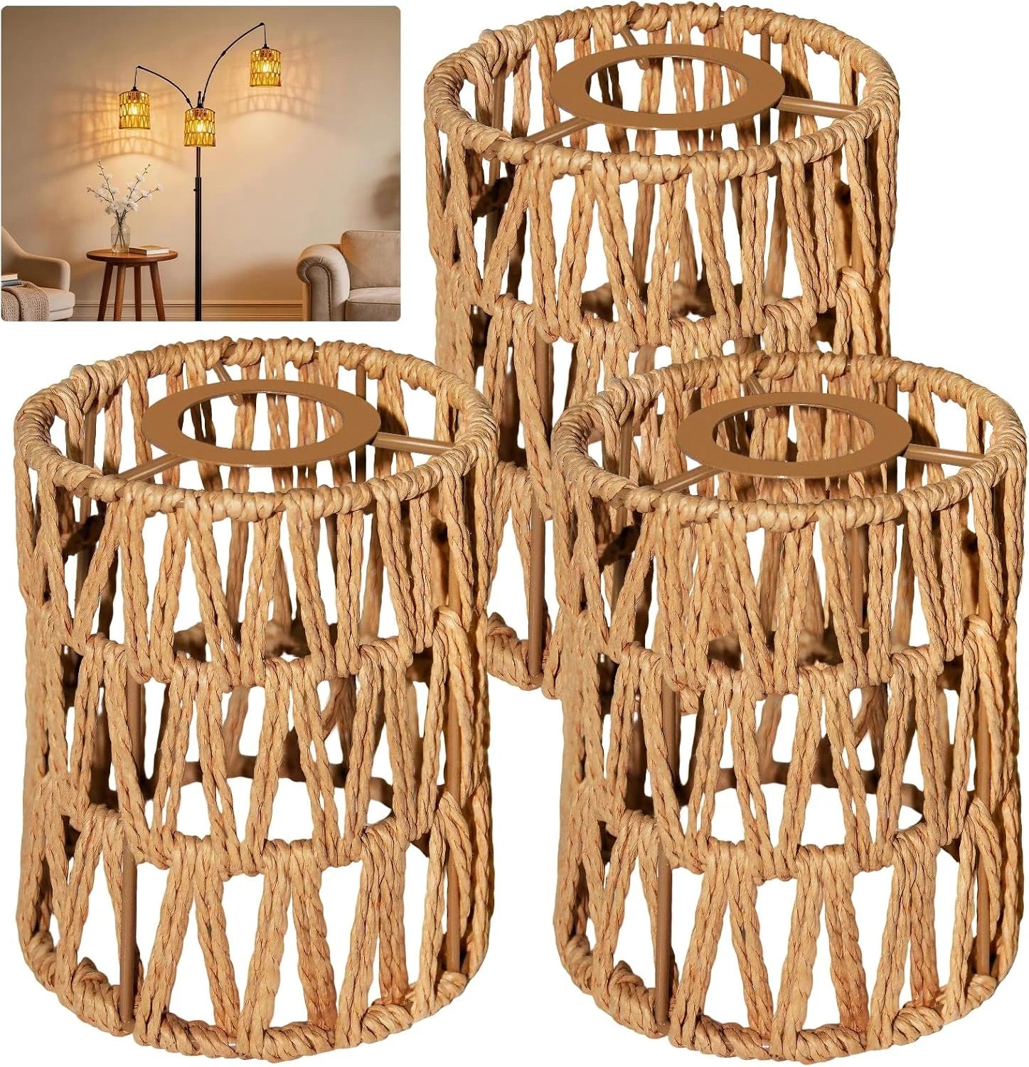 Special LUCORUSC Hanging Light Lamp Shades Boho Rattan Lamp Shades - Image 6