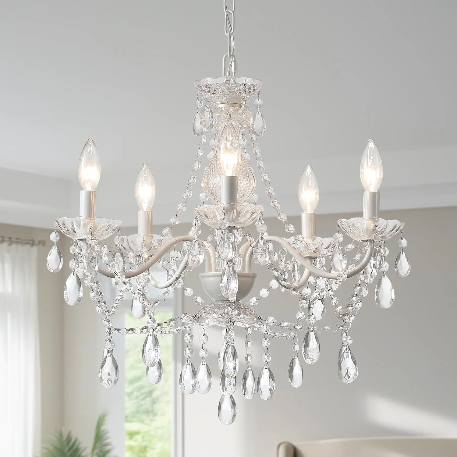 Special Crystal Gold Chandelier, 5 Light, Glass Crystal Hanging Pendant Lighting