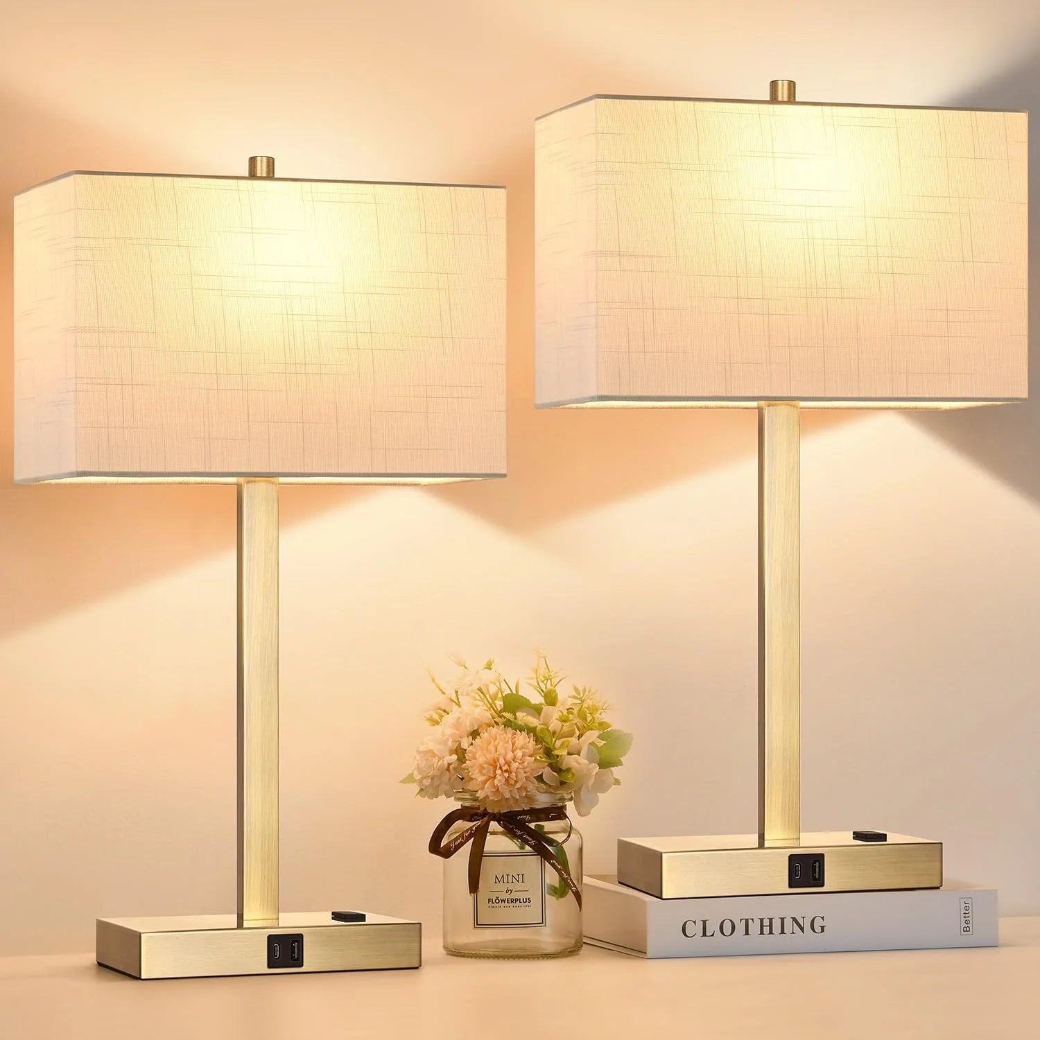 Special Touch Bedside lamps with 2 USB & AC Outlets, Dimmable, Bulb Included - Image 19