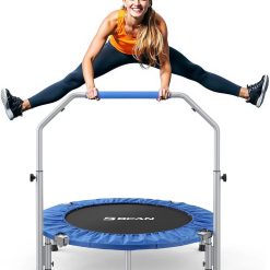 Alternative view of Special BCAN SP2 40/48 Foldable Mini Rebounder Trampoline for Adults, FED Fitness, 330/440 lbs Capacity, Adjustable Foam Handle