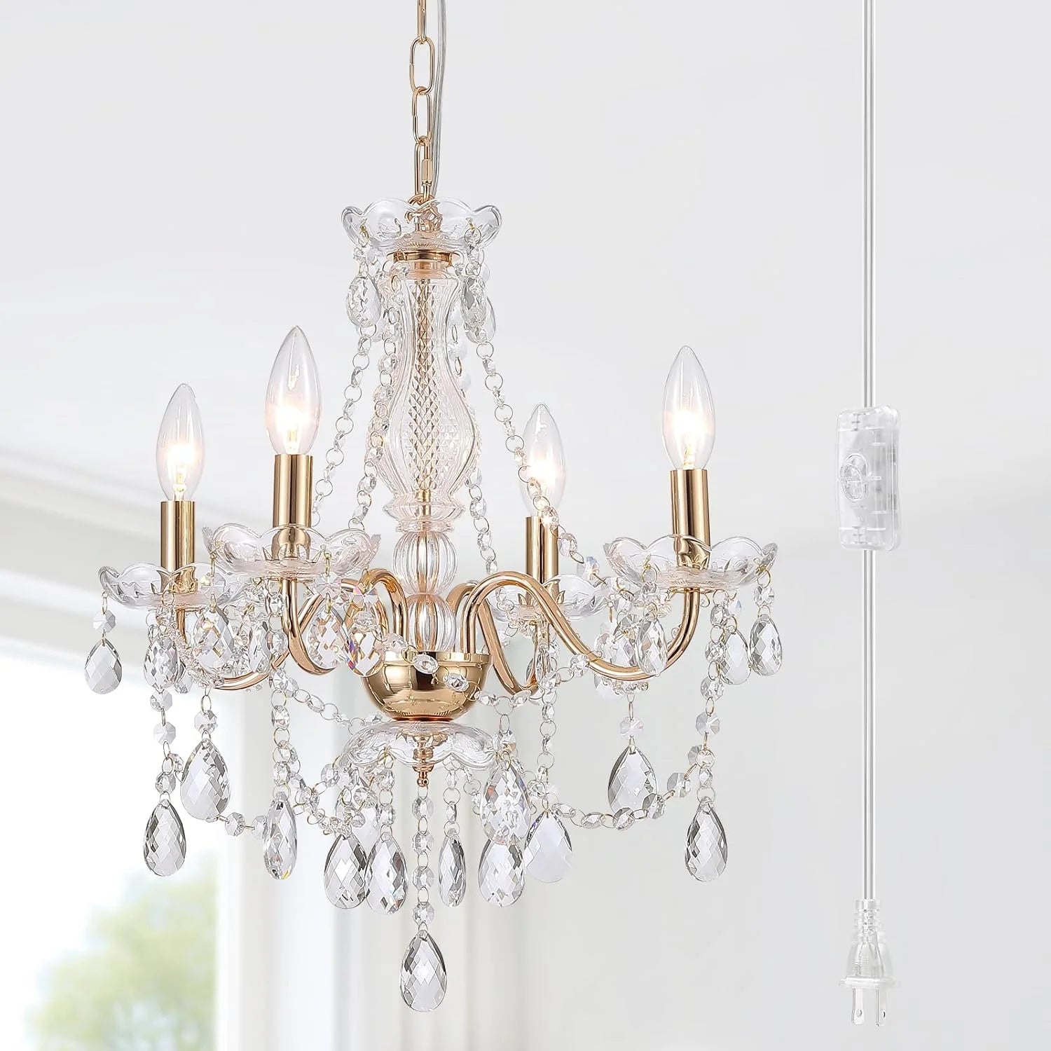 Special Crystal Gold Chandelier, 5 Light, Glass Crystal Hanging Pendant Lighting - Image 2