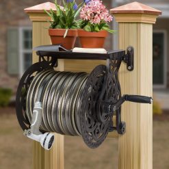 Alternative view of Special Wall Mount Garden Hose Reel for Outside, Holds 125 ft x 5/8" Hose Storage, Decorative Heavy Duty Water Hose