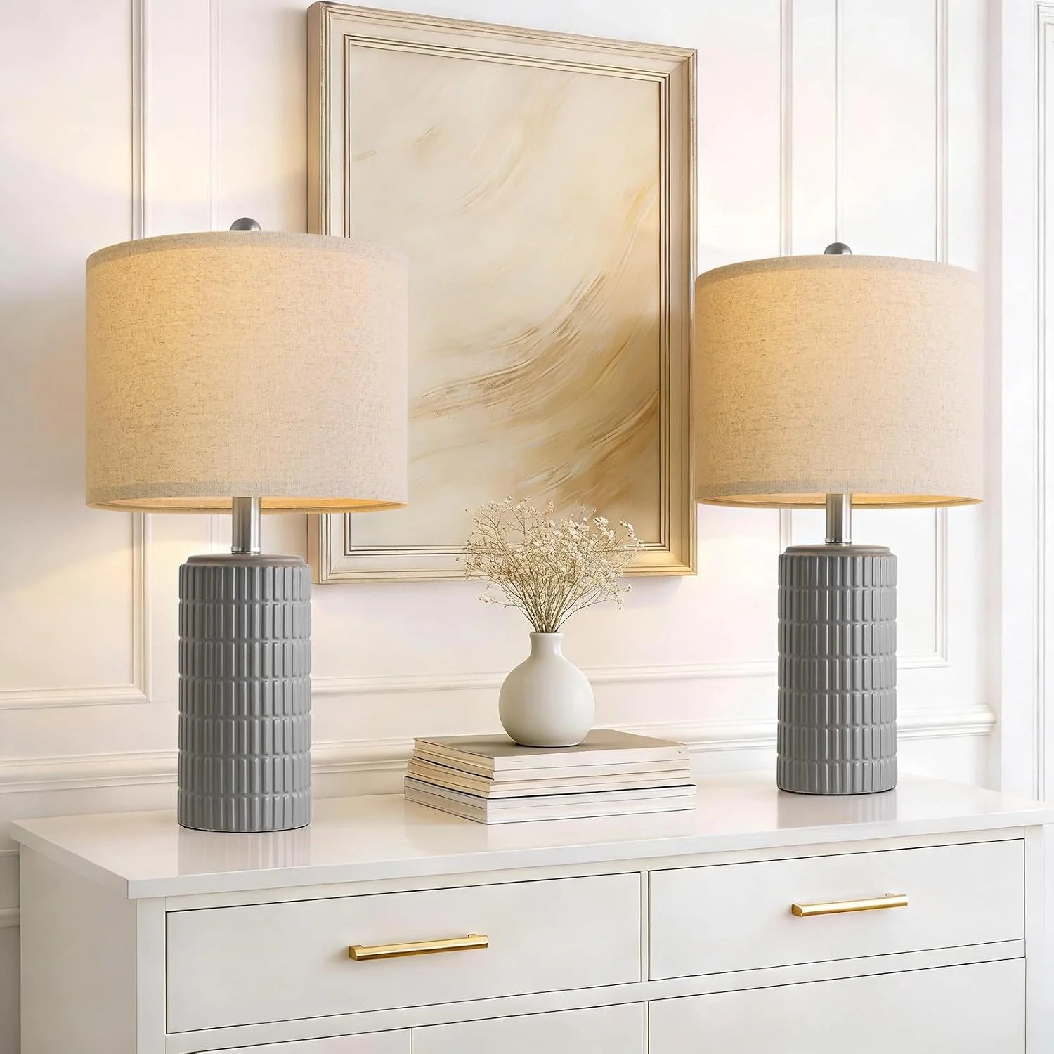 Special PoKat 20.75" Small Modern Ceramic Table Lamps Set of 2 - Image 2