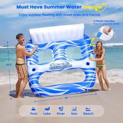 Alternative view of Special Inflatable Pool Floats Adults, Large Pool Lounger Chair Floaties with Cup Holders Backrest Footrest
