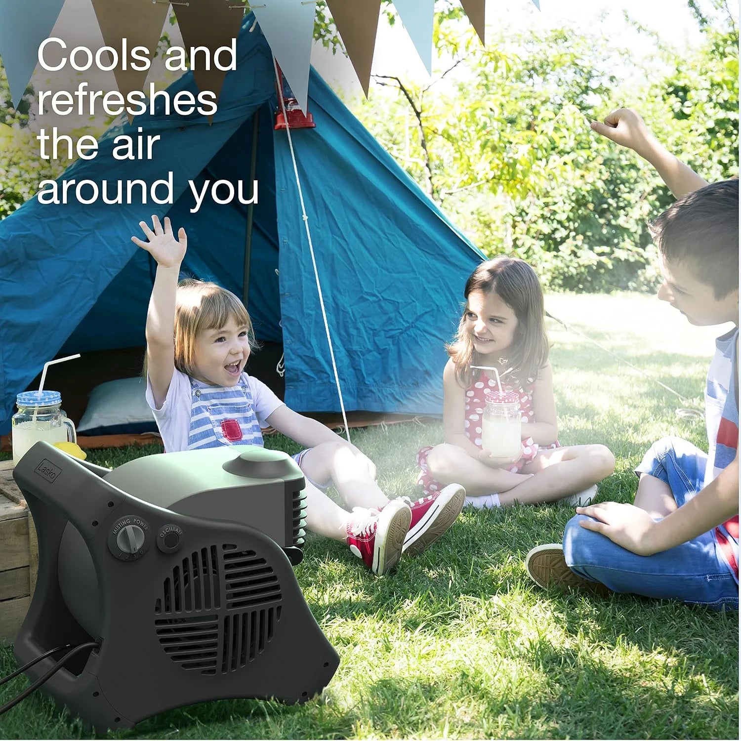 Special Lasko Misto Outdoor Misting Blower Fan, for Sports, Camping, Decks & Patios, 3 Speeds, 15, Black, 7050 - Image 3