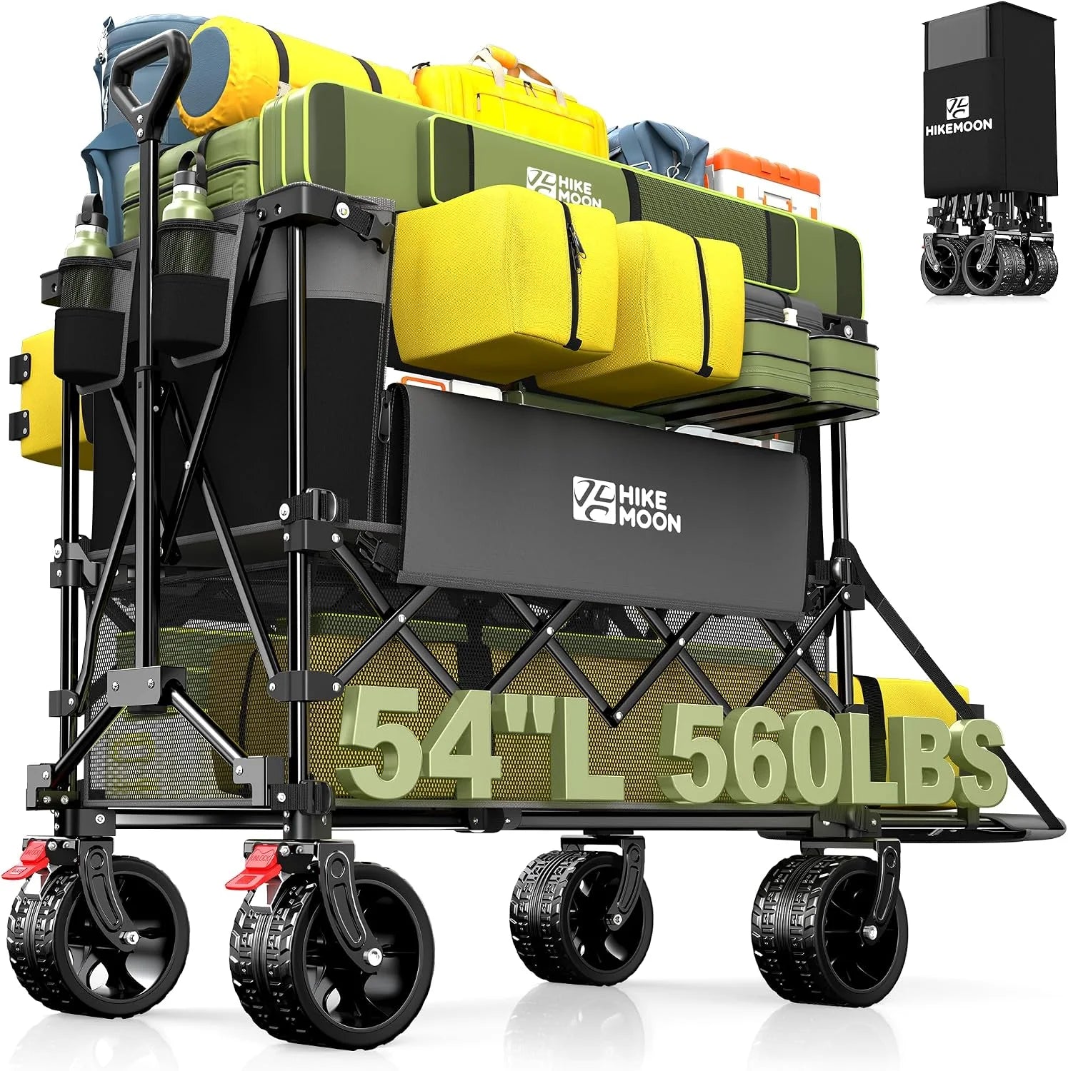 Special HIKEMOON Double Decker Collapsible Wagon with Extended Tailgate, Black - Image 3