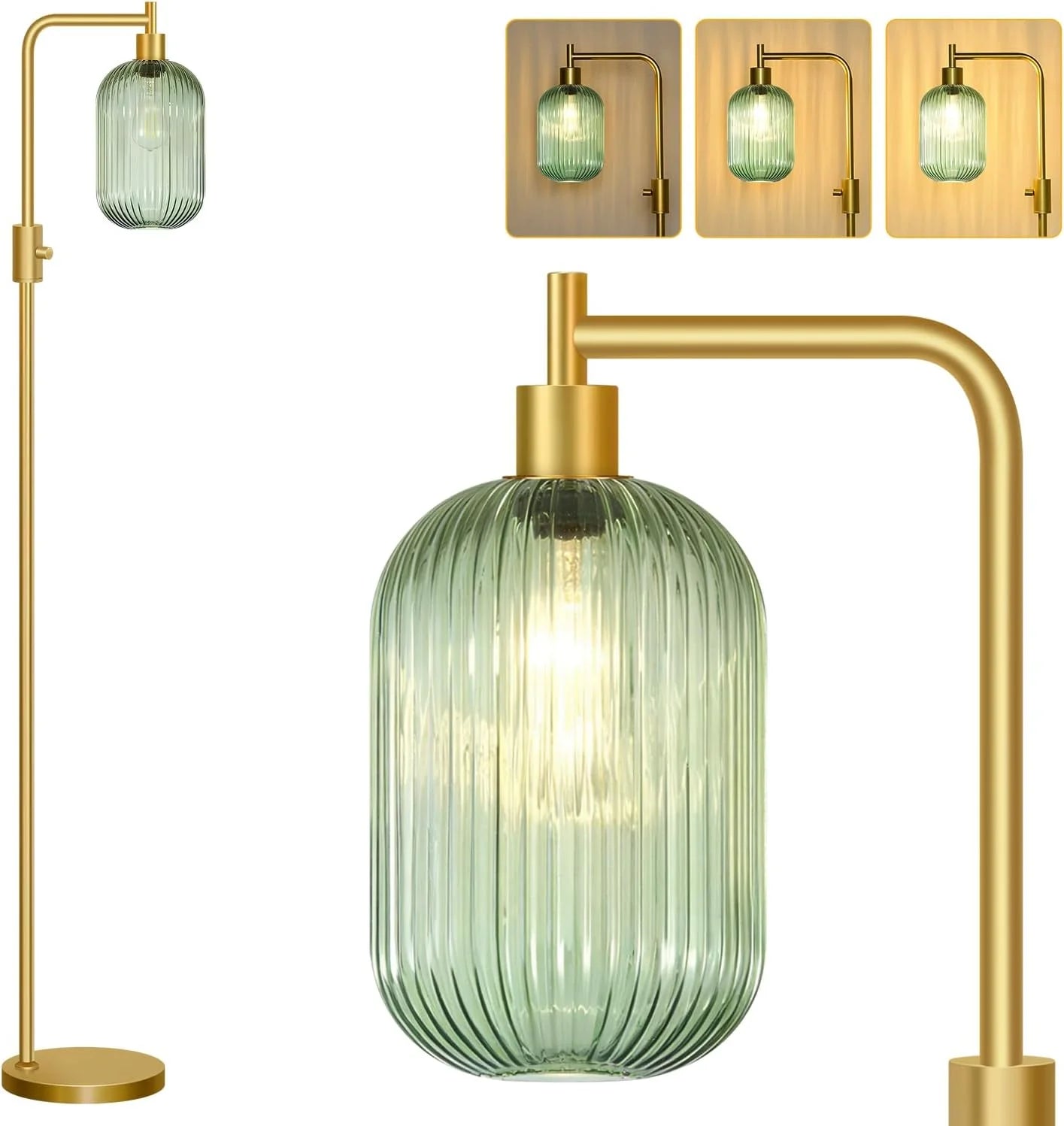 Special Dimmable Floor Lamp for Living Room with Clear Glass Lampshade, Bulb Included, 900LM, Arc Standing Tall Lamp for Bedroom - Image 18