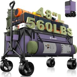 Alternative view of Special HIKEMOON 48" Extra Large Collapsible Wagon with Big Wheels, 300L Black, 560LBS Heavy Duty