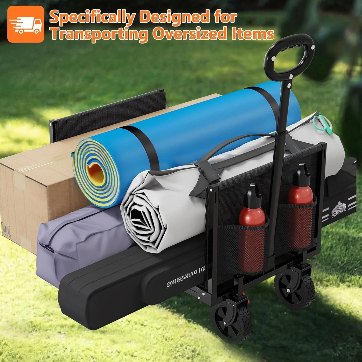 Special 3 in 1 Wagons Carts Foldable with 360LBS Capacity, 120L Heavy Duty Collapsible Wagon, Utility Wagon Cart with Wheels for Grocery - Image 2