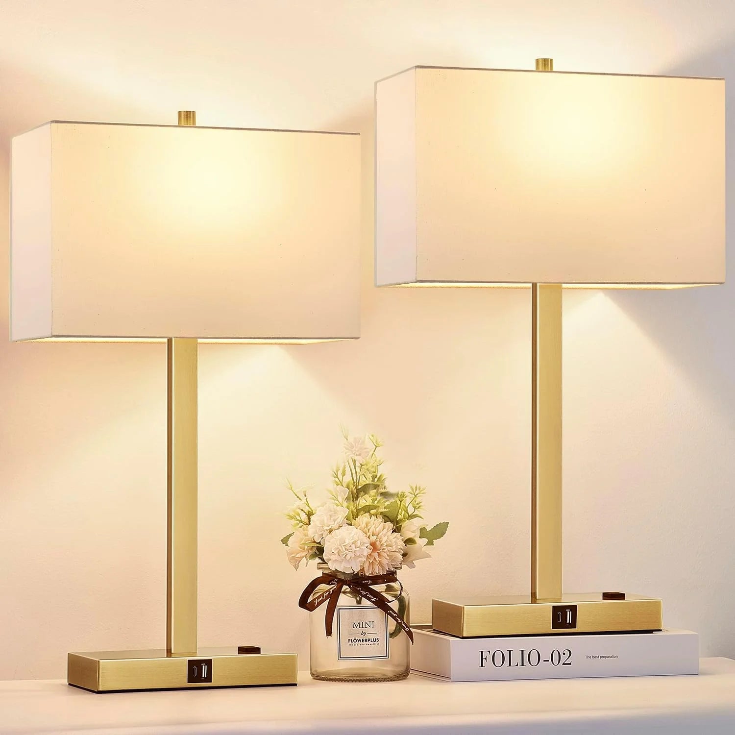 Special Touch Bedside lamps with 2 USB & AC Outlets, Dimmable, Bulb Included - Image 14