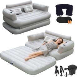 Special Full Size Inflatable Sofa Bed with Air Pump, 2-in-1 Portable Blow-Up Air Couch, Inflatable Couch Bed and Folding
