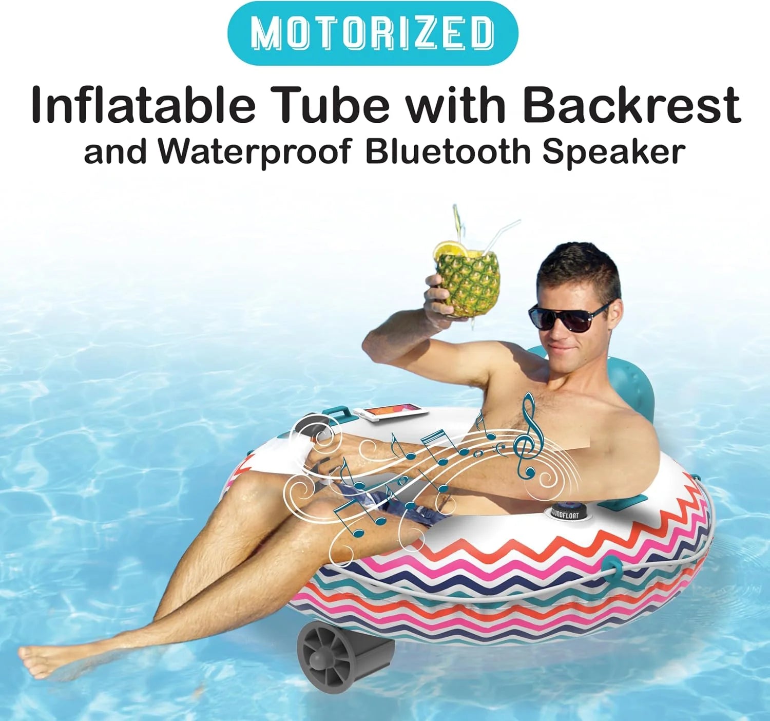 Special Living Motorized Inflatable Pool Float Lounger Tube, Bluetooth 5 IPX7 Waterproof Speaker, 66W Motor - Image 8