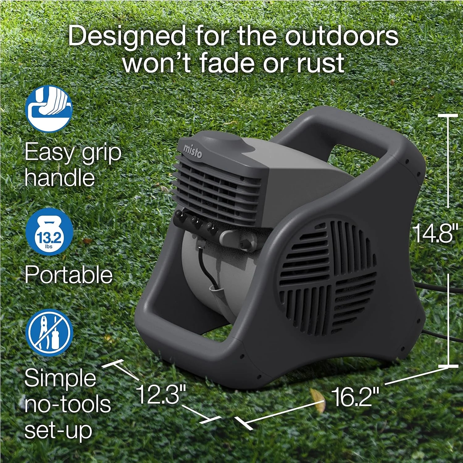 Special Lasko Misto Outdoor Misting Blower Fan, for Sports, Camping, Decks & Patios, 3 Speeds, 15, Black, 7050 - Image 6