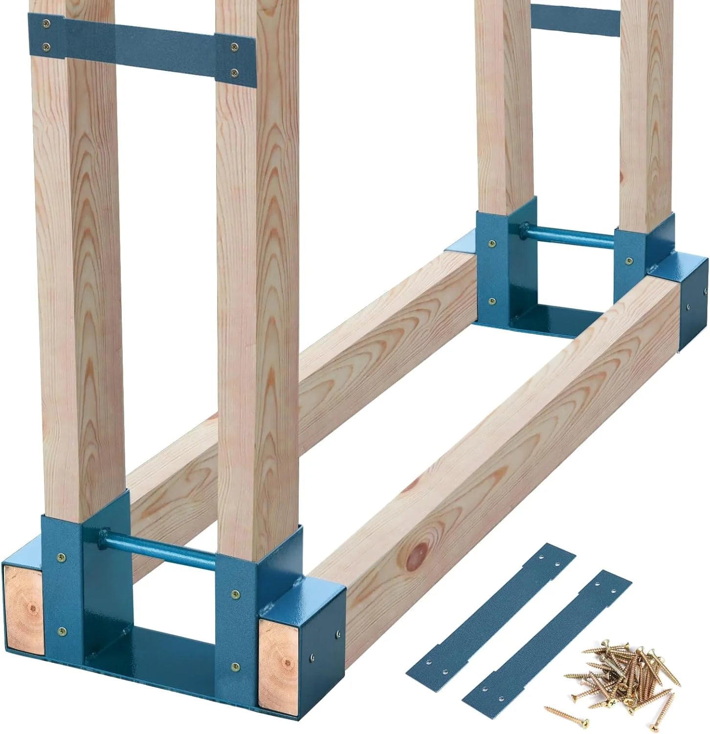 Special Outdoor Firewood Log Storage Rack Bracket Kit, Fireplace Wood Storage Holder-Adjustable to Any Length - Image 2