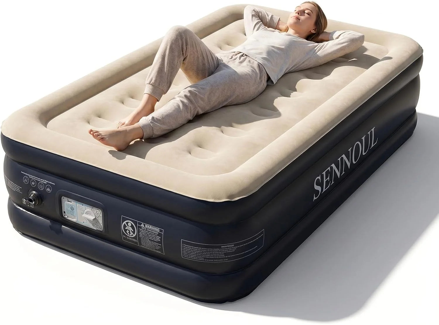 Special SENNOUL Air Mattress Queen with Built in Pump, Inflatable Mattress Blow Up Mattress 18 Raised Comfort - Image 4