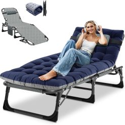 Special DoCred Heavy Duty Chaise Lounge Chair, Adjustable 5-Position Folding Chaise Lounge Chairs for Outside
