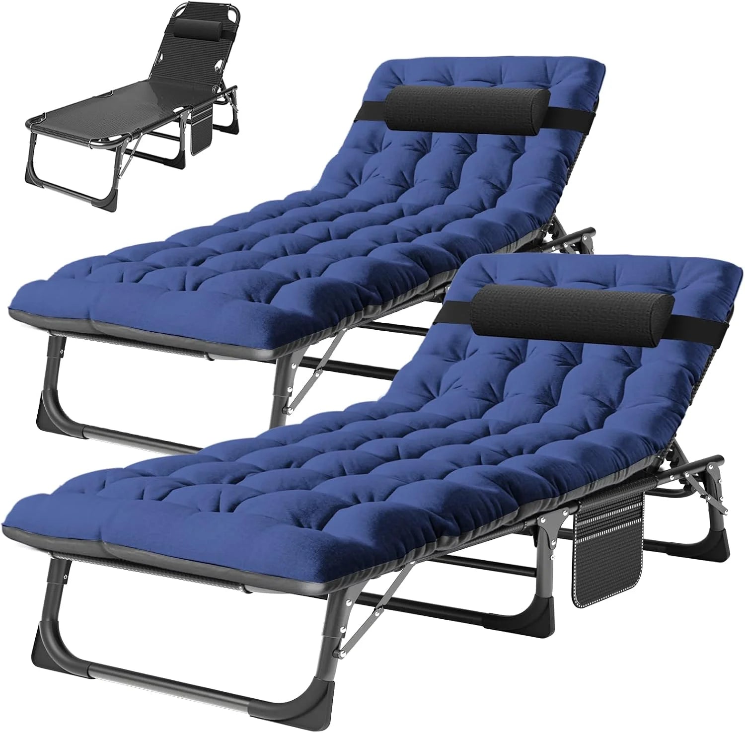 Special Heavy Duty Tanning Chair, Outdoor 5-Position Folding Chaise Lounge Chair with Pad, Portable Beach Lounge Chair - Image 7