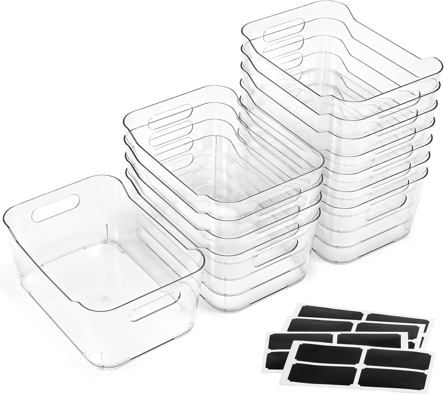 Special Clear Plastic Storage Bins, Kitchen Cabinet Pantry Organizer Bins, Crystal-clear, Thicker