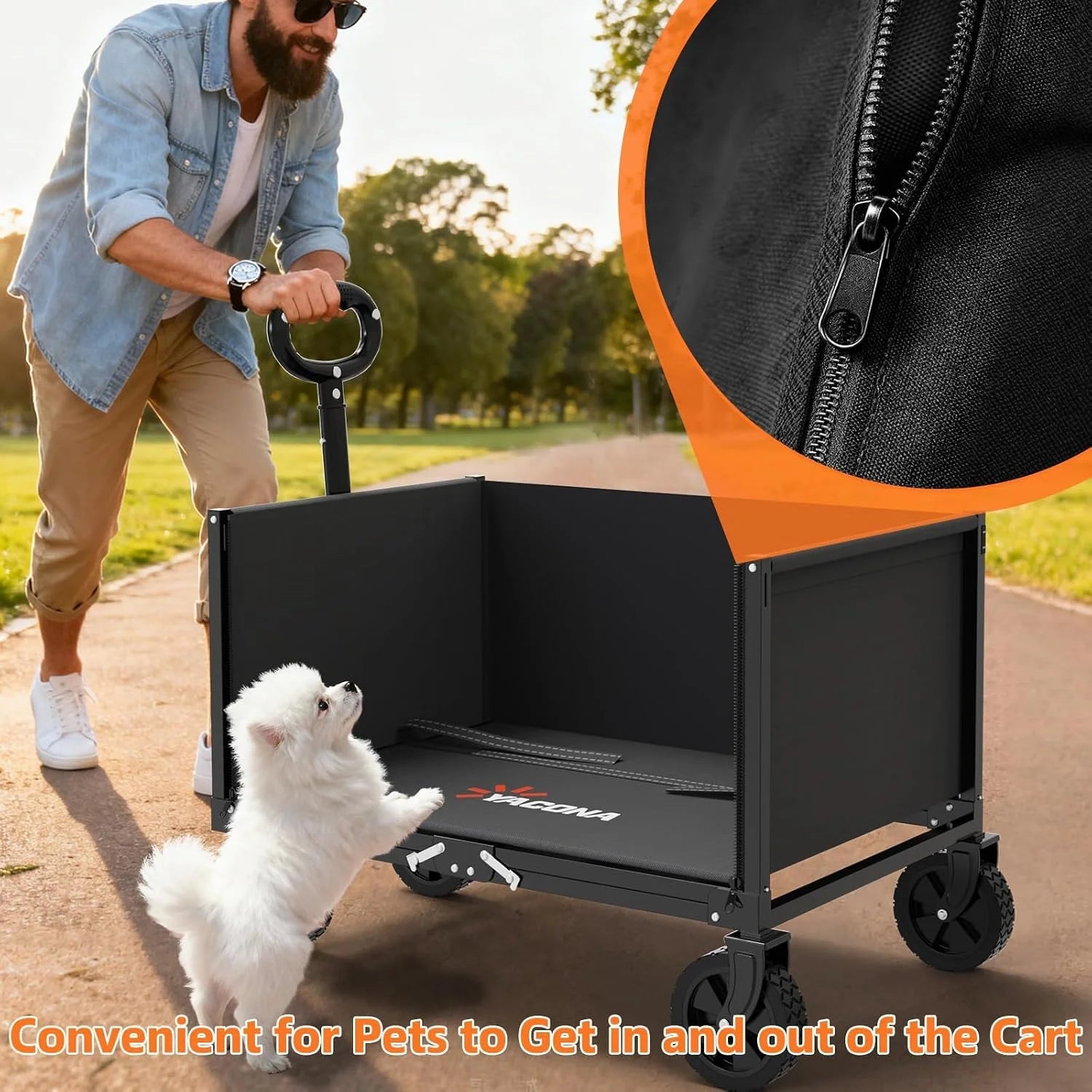 Special 3 in 1 Wagons Carts Foldable with 360LBS Capacity, 120L Heavy Duty Collapsible Wagon, Utility Wagon Cart with Wheels for Grocery - Image 3