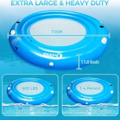Alternative view of Special Round Inflatable Water Hammock, 7ft Heavy Duty Tanning Pool Lounger Sunchill Float Ring