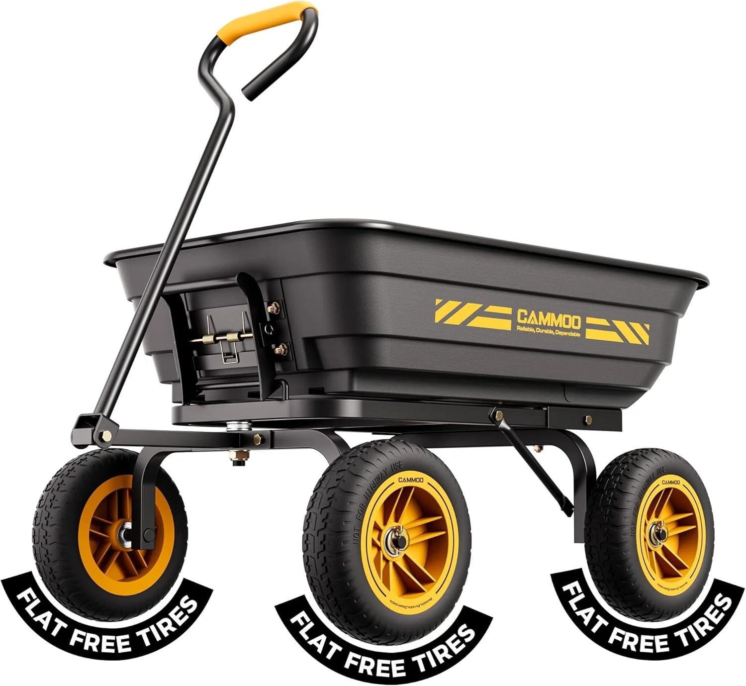 Special 10-in NO-FLAT TIRES 600lb Heavy-Duty Garden Dump Cart 4 Cu.Ft. Utility Wagon with Quick-Release Dumping & Prime