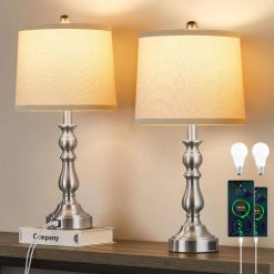 Alternative view of Special 23” Farmhouse Table Lamps for Living Room Set of 2 with USB C+A Ports, 3-Color Temperature, Bulb Included