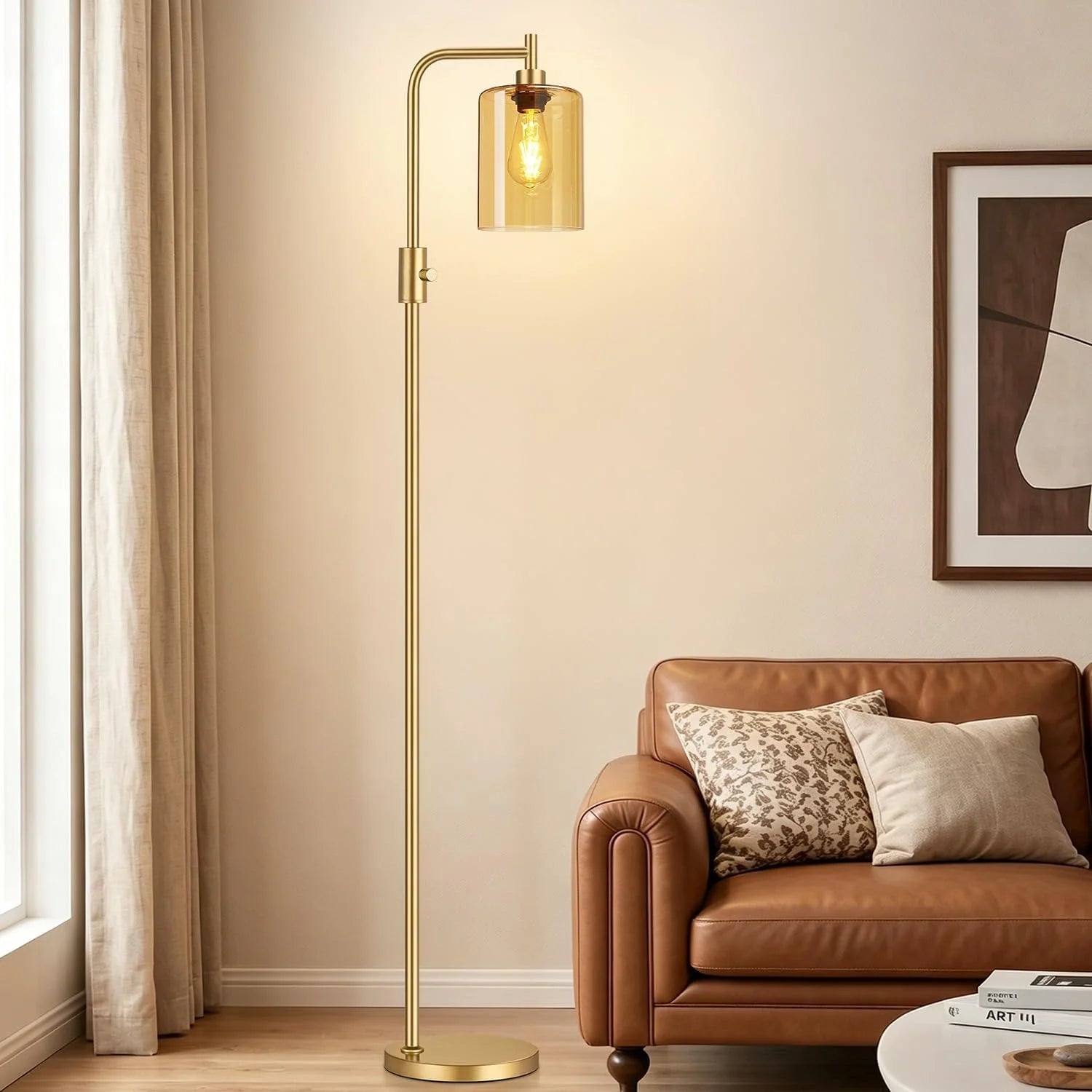 Special Dimmable Floor Lamp for Living Room with Clear Glass Lampshade, Bulb Included, 900LM, Arc Standing Tall Lamp for Bedroom - Image 16