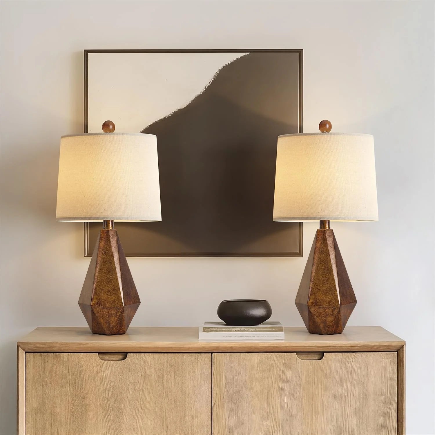 Special PoKat 20.25" Retro Farmhouse Table Lamp Set of 2, Living Room & Bedroom Rustic Linen Bedside Nightstand Lamps for Kids - Image 3