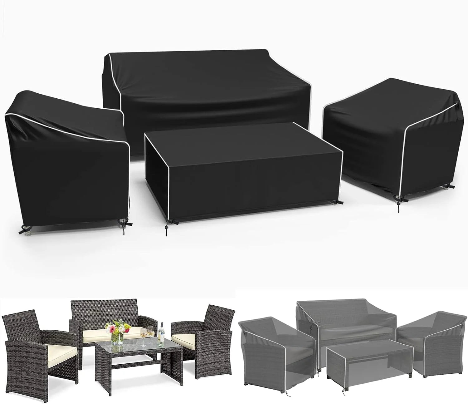 Special Gasadar Patio Furniture Covers 4-Piece Set, Grey