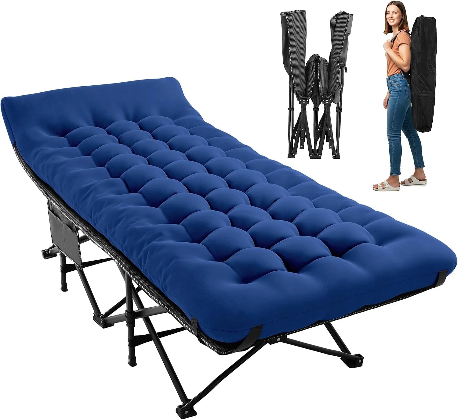 Special Camping Cot for Sleeping 28 Extra Wide, Heavy-Duty 1200D Oxford Foliding Cots for Adults Portable with Mattress - Image 2