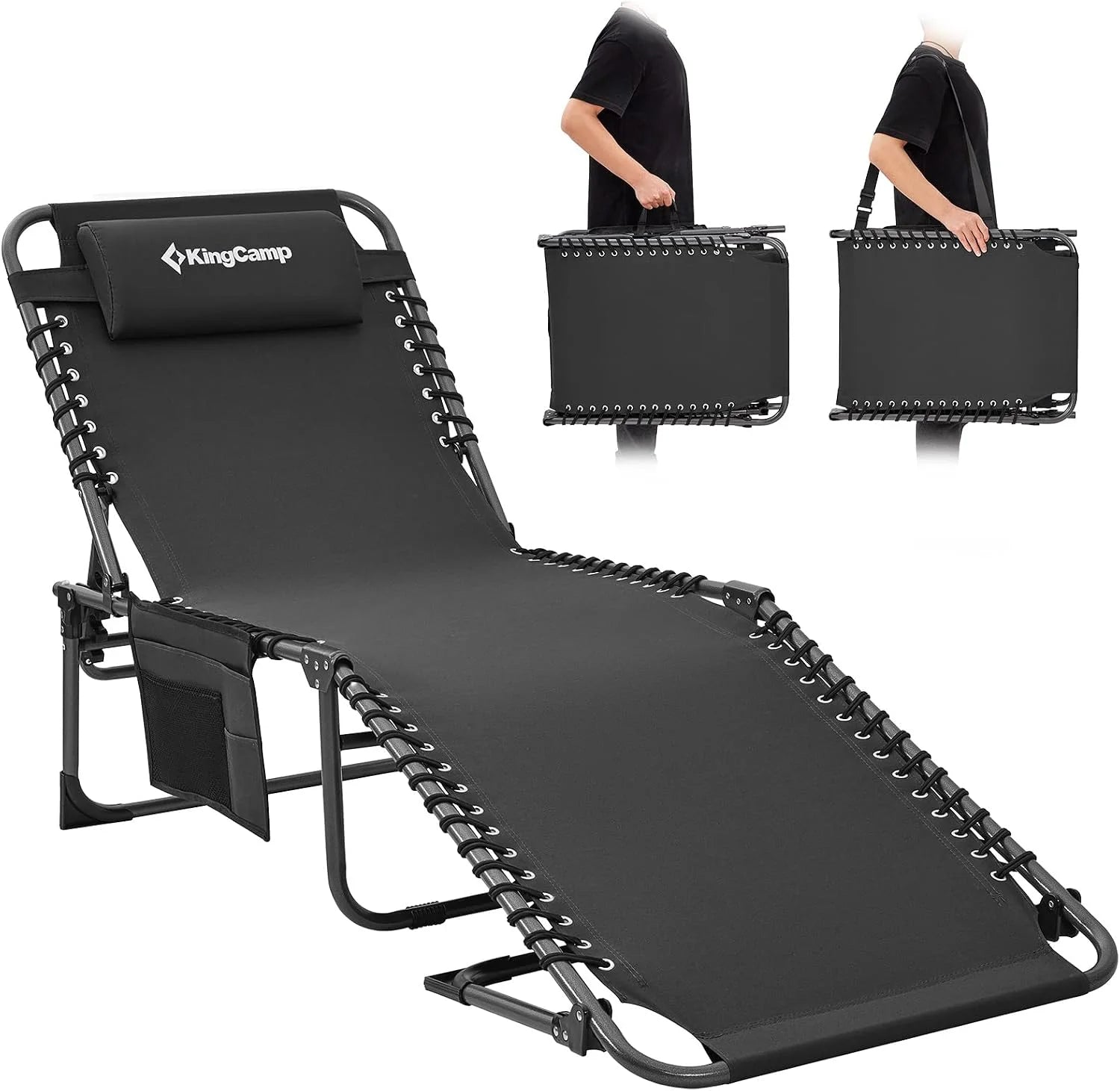 Special Oversized Tanning Chair, Extra-Wide Padded Folding Chase Lounge Chairs Portable Adjustable 5-Position 440lbs - Image 5