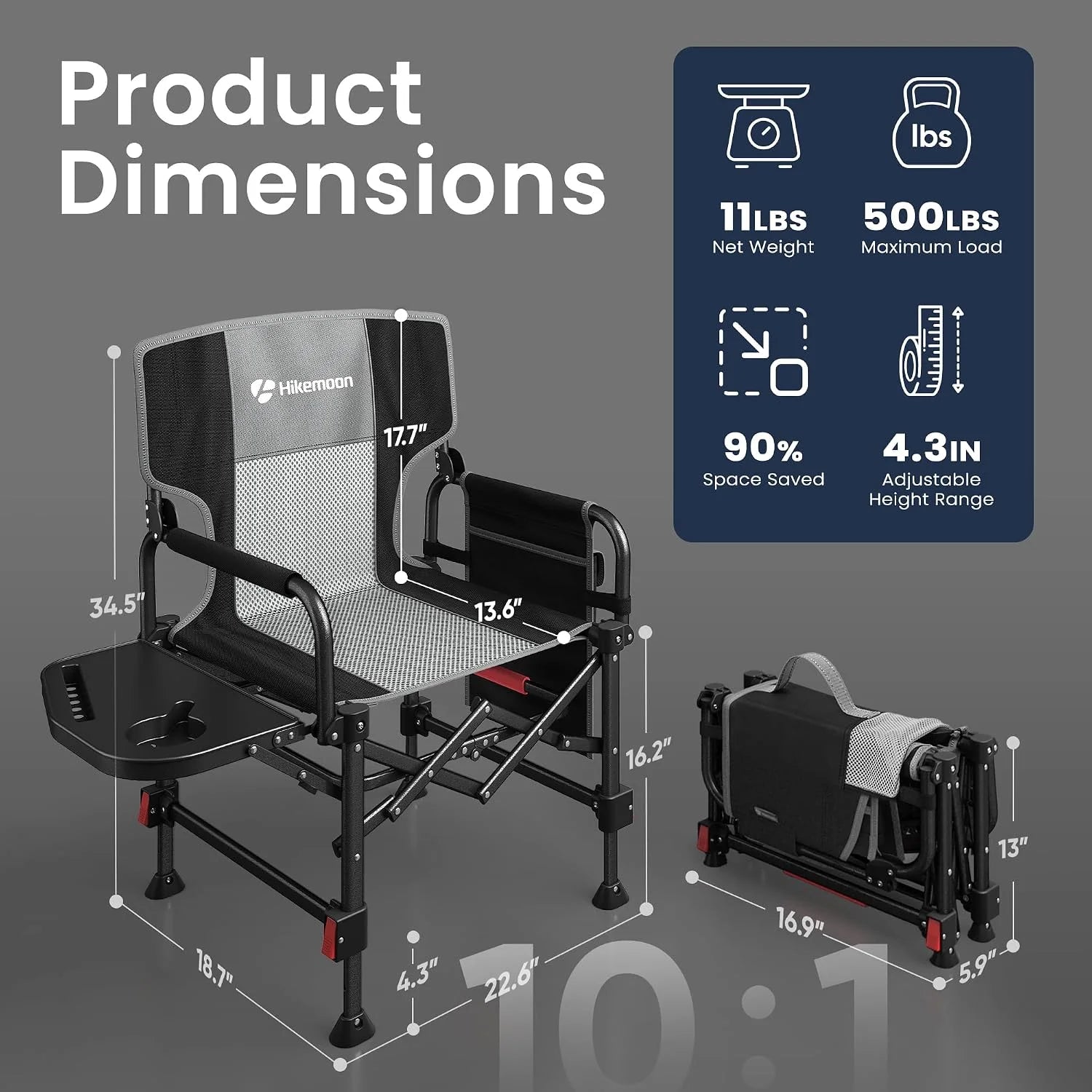 Special HIKEMOON Folding Camping Director Chairs, Adjustable Height - Image 3