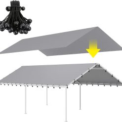 Alternative view of Special Ft Carport Replacement Canopy Cover Garage Top Tent Shelter Tarp with Free 48 Ball Bungee Cords