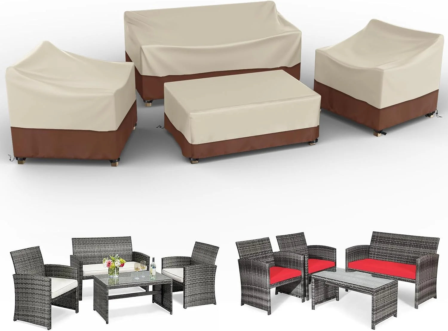 Special Gasadar Patio Furniture Covers 4-Piece Set, Grey - Image 2