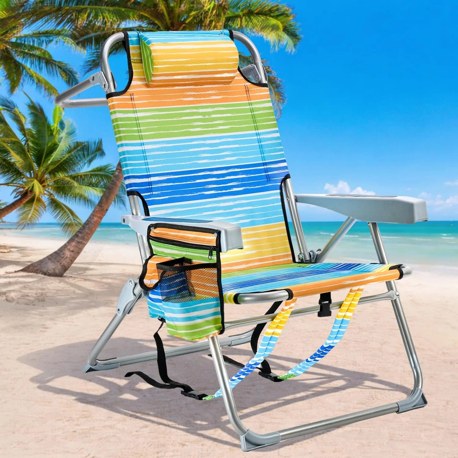 Special GVDV 2 Pack Backpack Beach Chairs for Adults, Mid-Height Foldable Chair with Lay Flat Position - Image 5