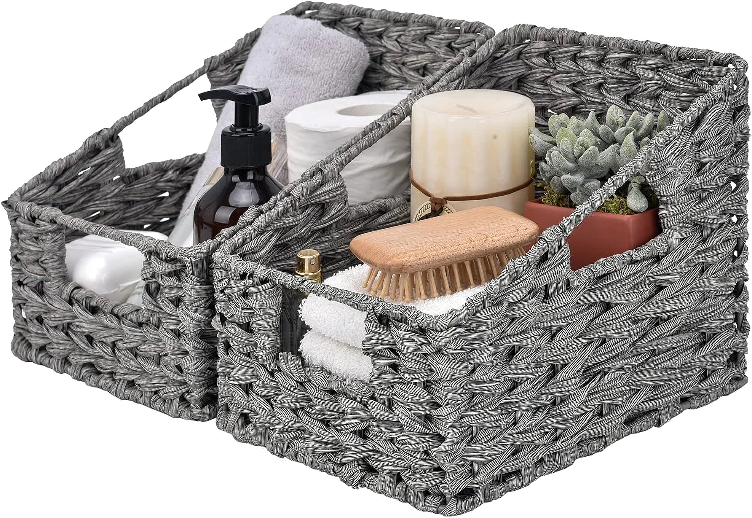 Special Storage Baskets, Waterproof Wicker Basket with Handles, Wicker Storage Baskets for Pantry, Open Front - Image 3