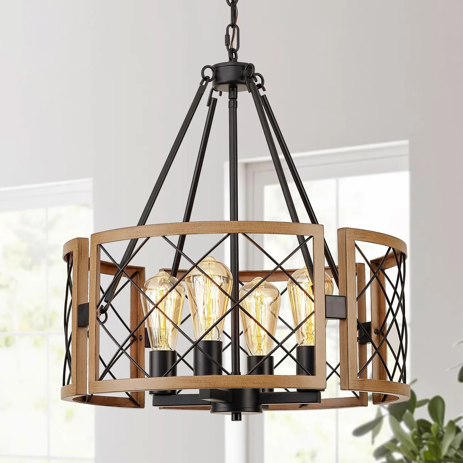 Special SANTOSTOCK D19” Farmhouse Chandelier, Rustic Hanging Lights for Entryway Foyer Bedroom Living Room - Image 2