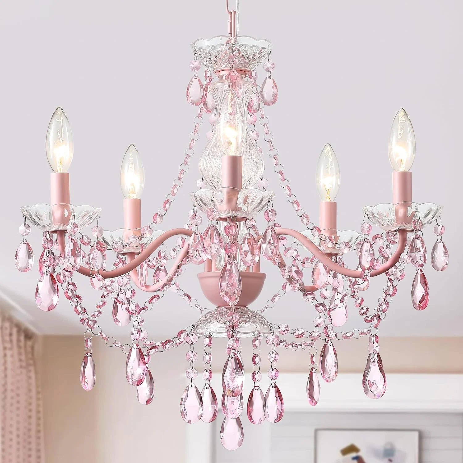 Special Crystal Gold Chandelier, 5 Light, Glass Crystal Hanging Pendant Lighting - Image 4