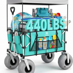 Alternative view of Special Beach Wagon with Big Balloon Wheels for Sand, 200L Extra Large Beach Cart with Canopy