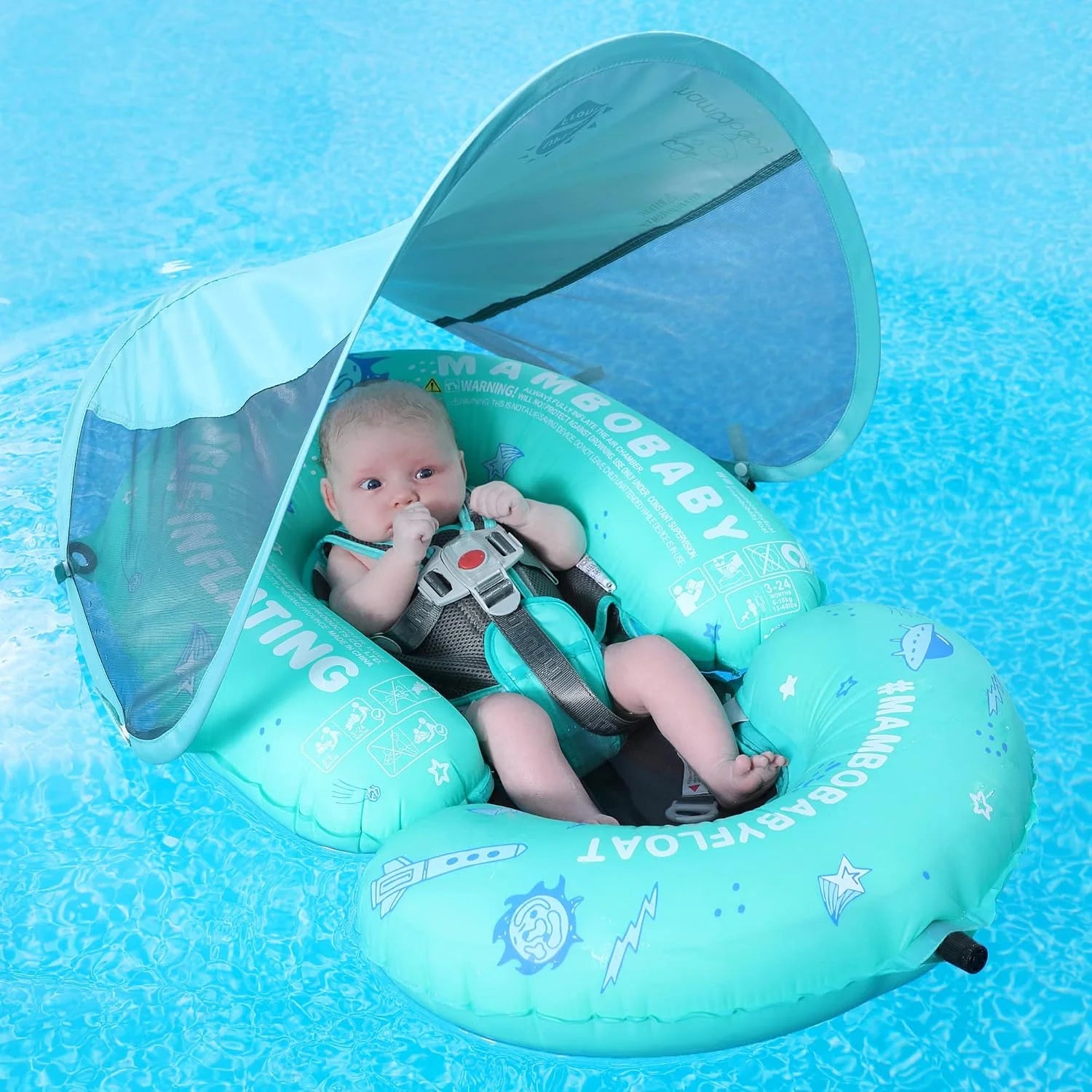 Special Mambobaby Baby Pool Floats Hammock with Canopy, Portable Swimming Floating Toys Self-Inflating Water Hammock Pool - Image 2